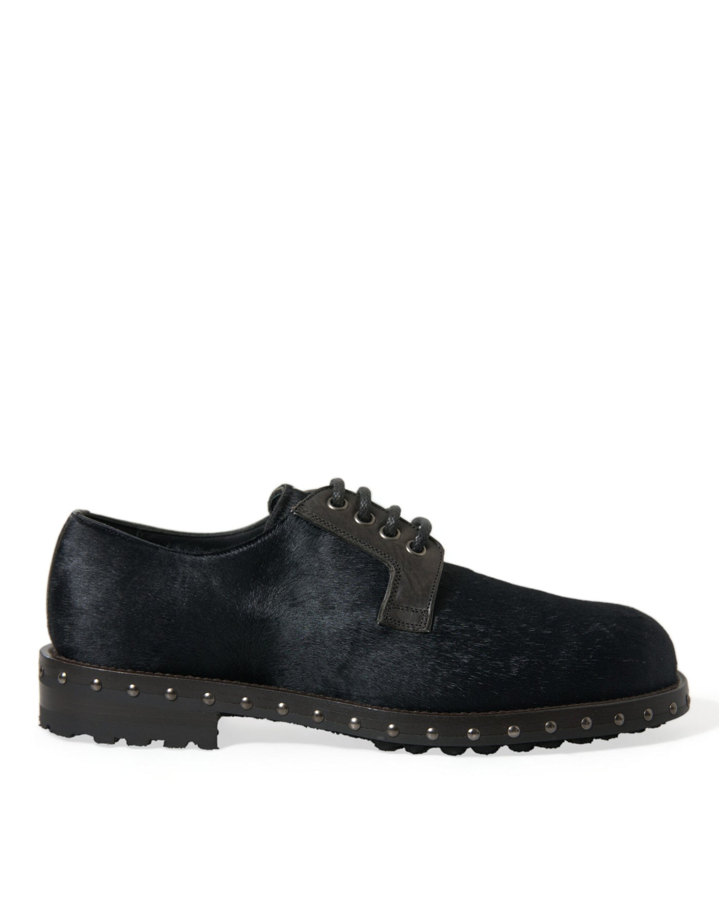 Dolce &amp; Gabbana Zwarte Stable Fur Derby SAN PIETRO Dress Shoes