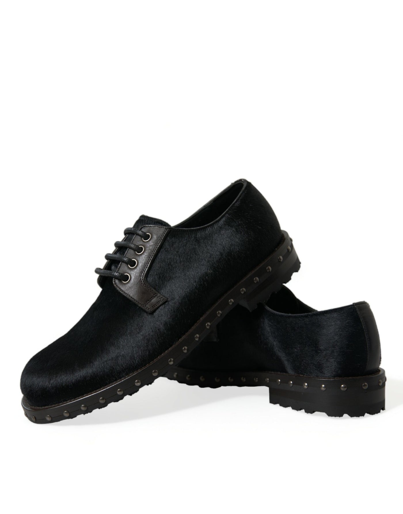 Dolce &amp; Gabbana Zwarte Stable Fur Derby SAN PIETRO Dress Shoes