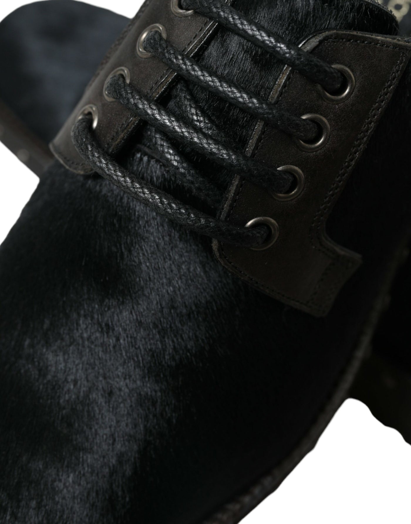 Dolce &amp; Gabbana Zwarte Stable Fur Derby SAN PIETRO Dress Shoes
