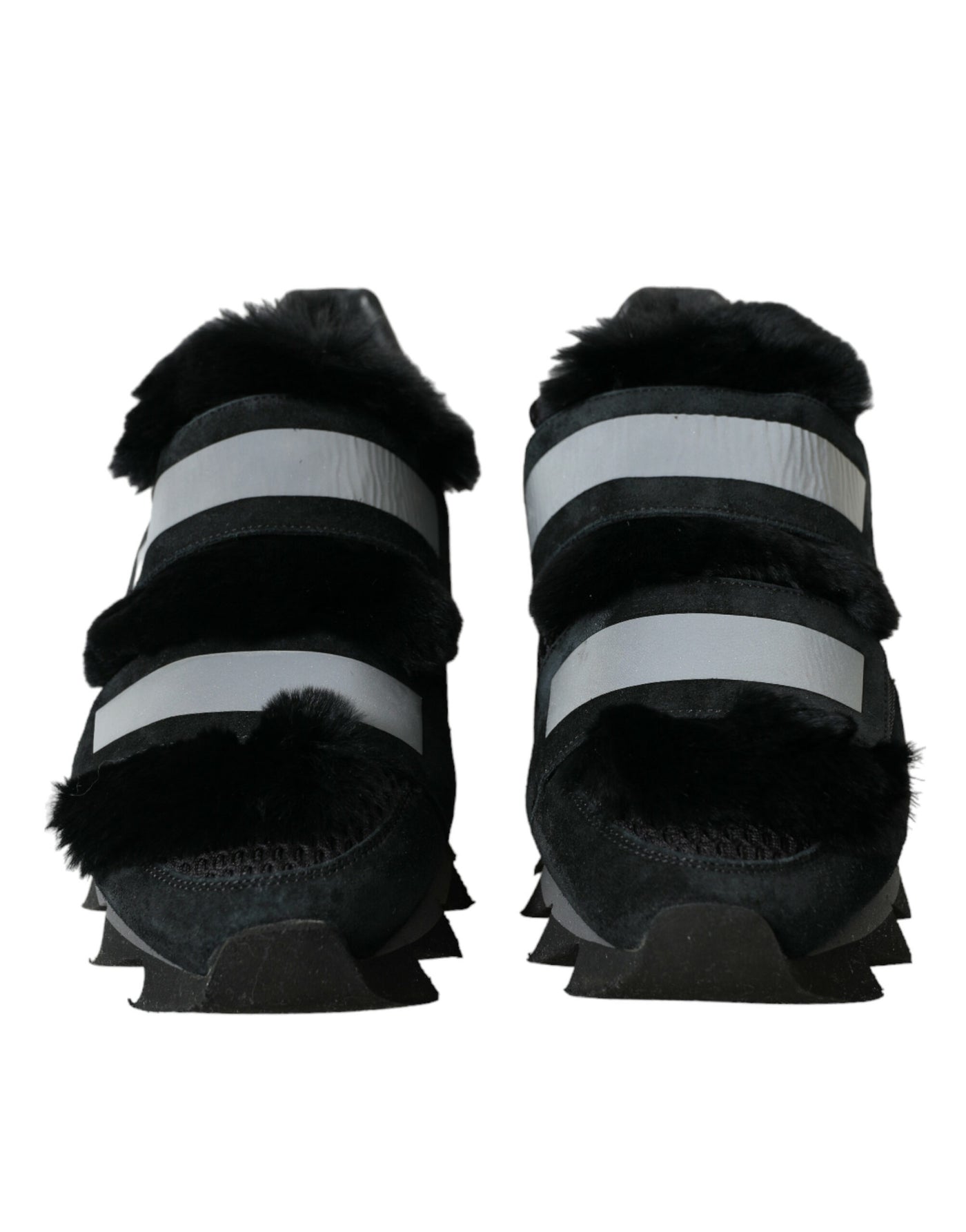 Dolce &amp; Gabbana zwarte suède sneakers met bontversiering