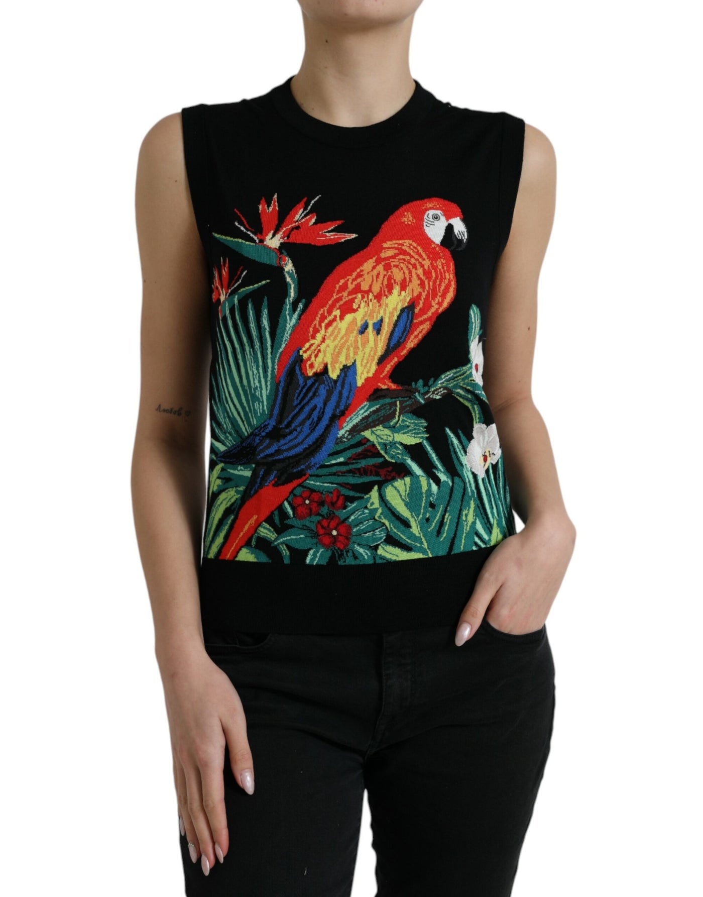 Dolce &amp; Gabbana Zwart Jungle Ronde Hals Mouwloos Tanktopje