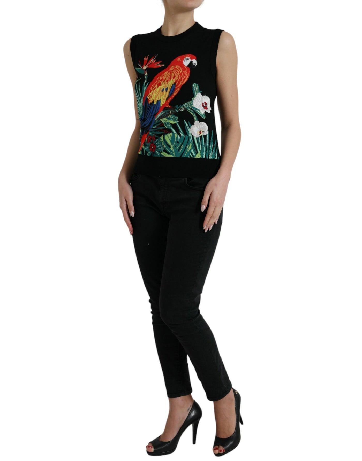Dolce &amp; Gabbana Zwart Jungle Ronde Hals Mouwloos Tanktopje