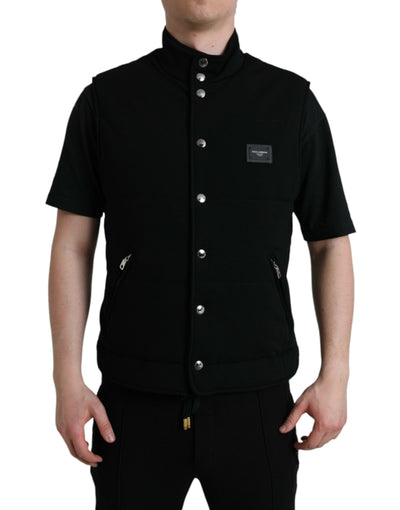 Veste boutonnée en rayonne noire Dolce &amp; Gabbana avec logo