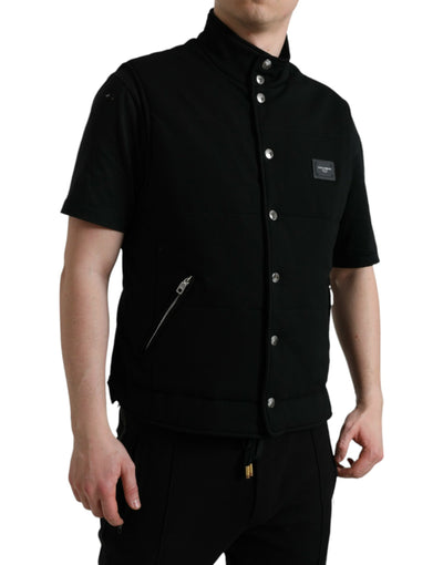 Veste boutonnée en rayonne noire Dolce &amp; Gabbana avec logo