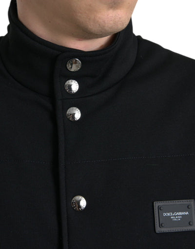 Veste boutonnée en rayonne noire Dolce &amp; Gabbana avec logo
