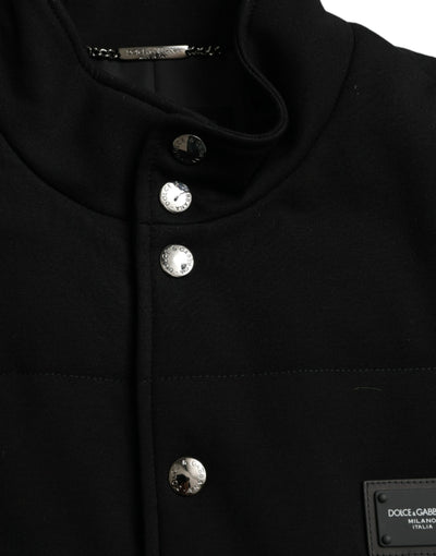 Veste boutonnée en rayonne noire Dolce &amp; Gabbana avec logo