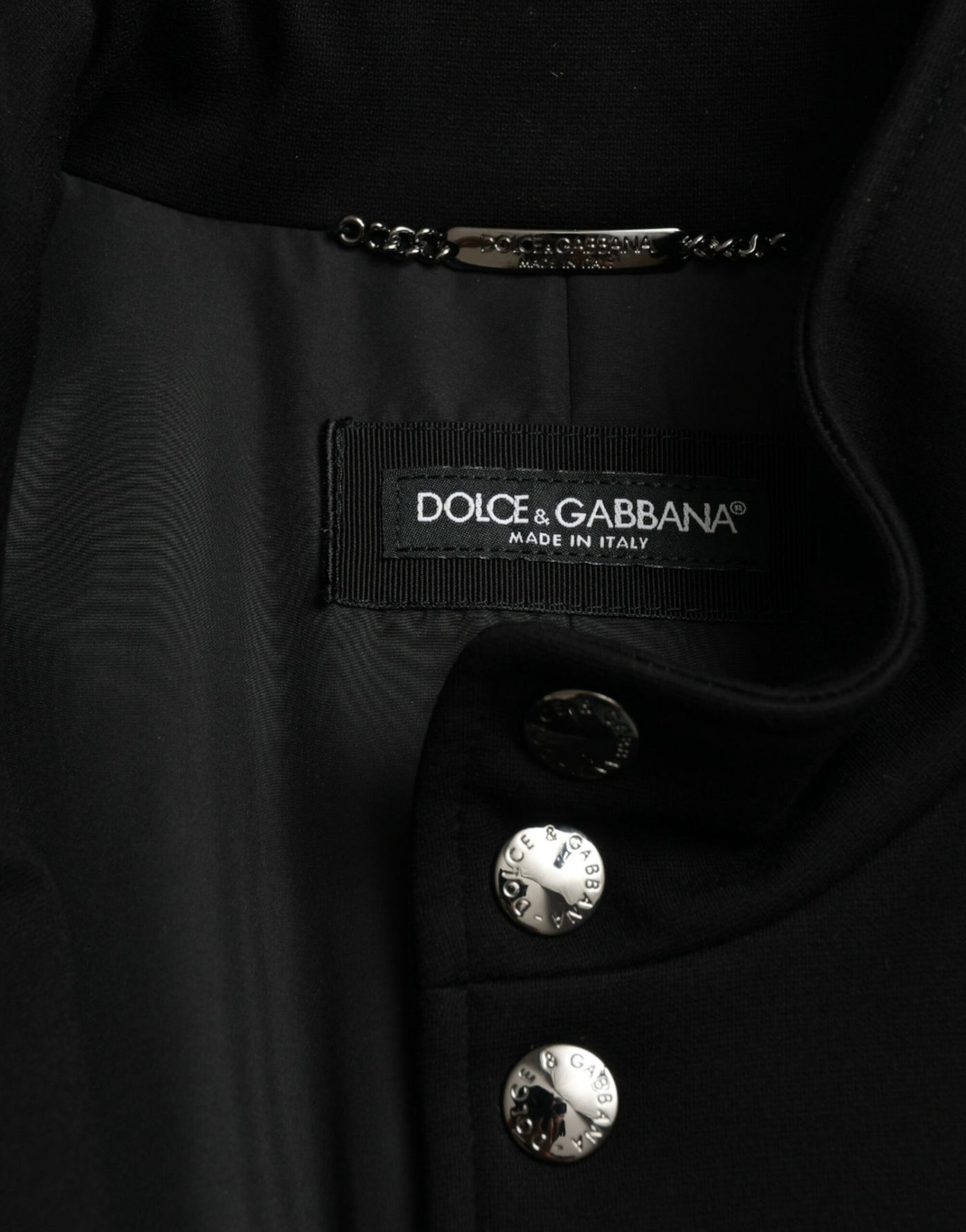 Veste boutonnée en rayonne noire Dolce &amp; Gabbana avec logo