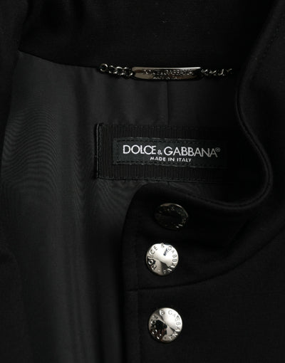 Veste boutonnée en rayonne noire Dolce &amp; Gabbana avec logo
