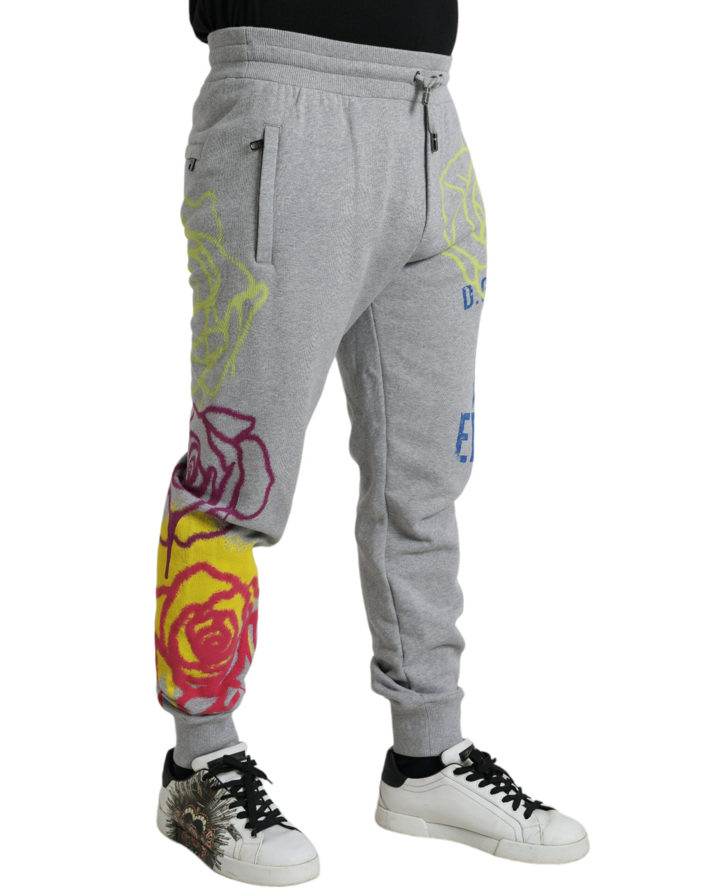 Dolce &amp; Gabbana Grijze Katoenen Graffiti Joggingbroek