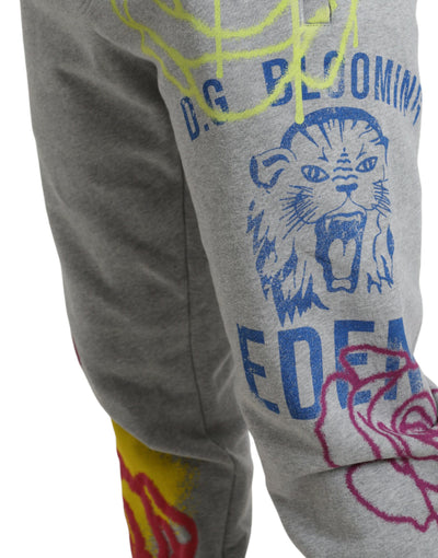 Dolce &amp; Gabbana Grijze Katoenen Graffiti Joggingbroek