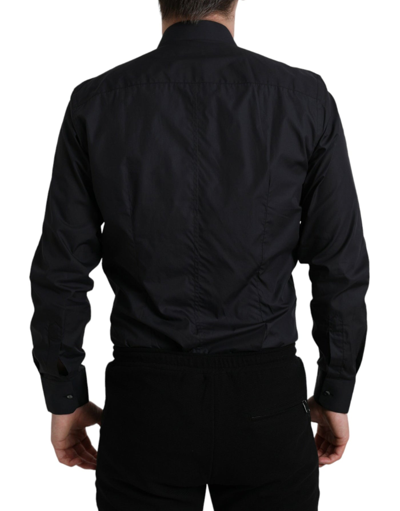 Chemise habillée à col en coton bleu marine Dolce &amp; Gabbana