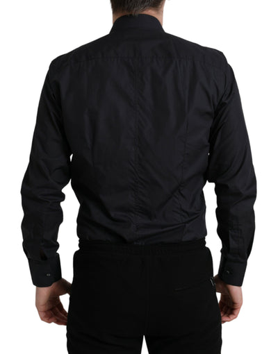 Chemise habillée à col en coton bleu marine Dolce &amp; Gabbana