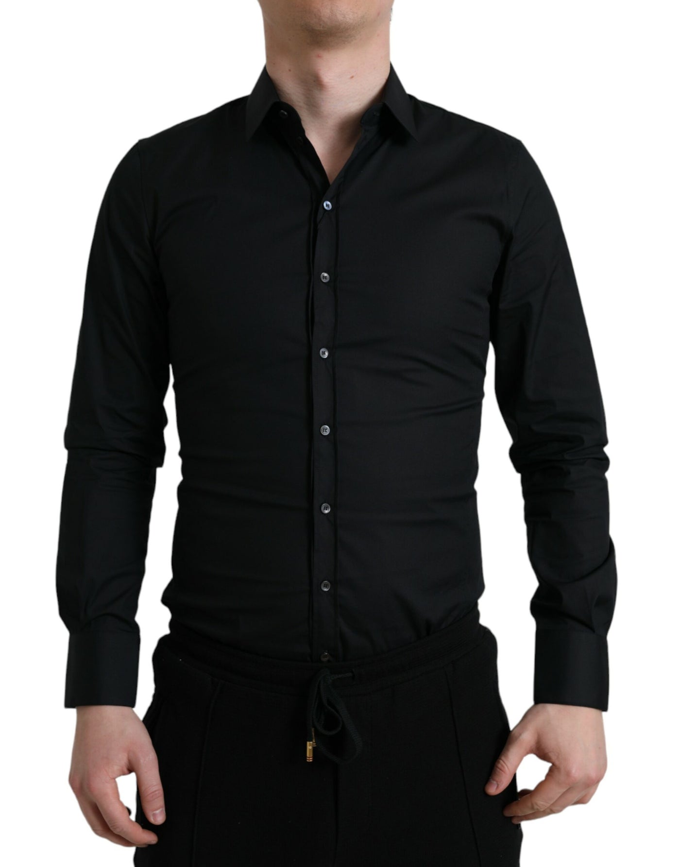 Chemise habillée slim en coton stretch noir Dolce &amp; Gabbana