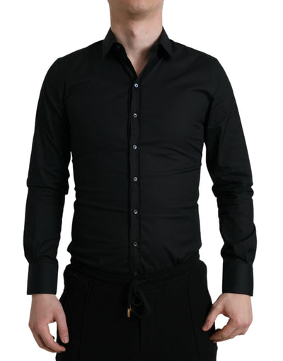 Chemise habillée slim en coton stretch noir Dolce &amp; Gabbana