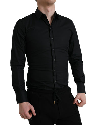 Chemise habillée slim en coton stretch noir Dolce &amp; Gabbana