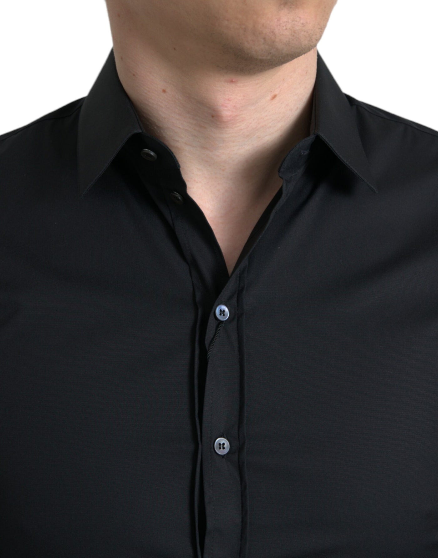 Chemise habillée slim en coton stretch noir Dolce &amp; Gabbana
