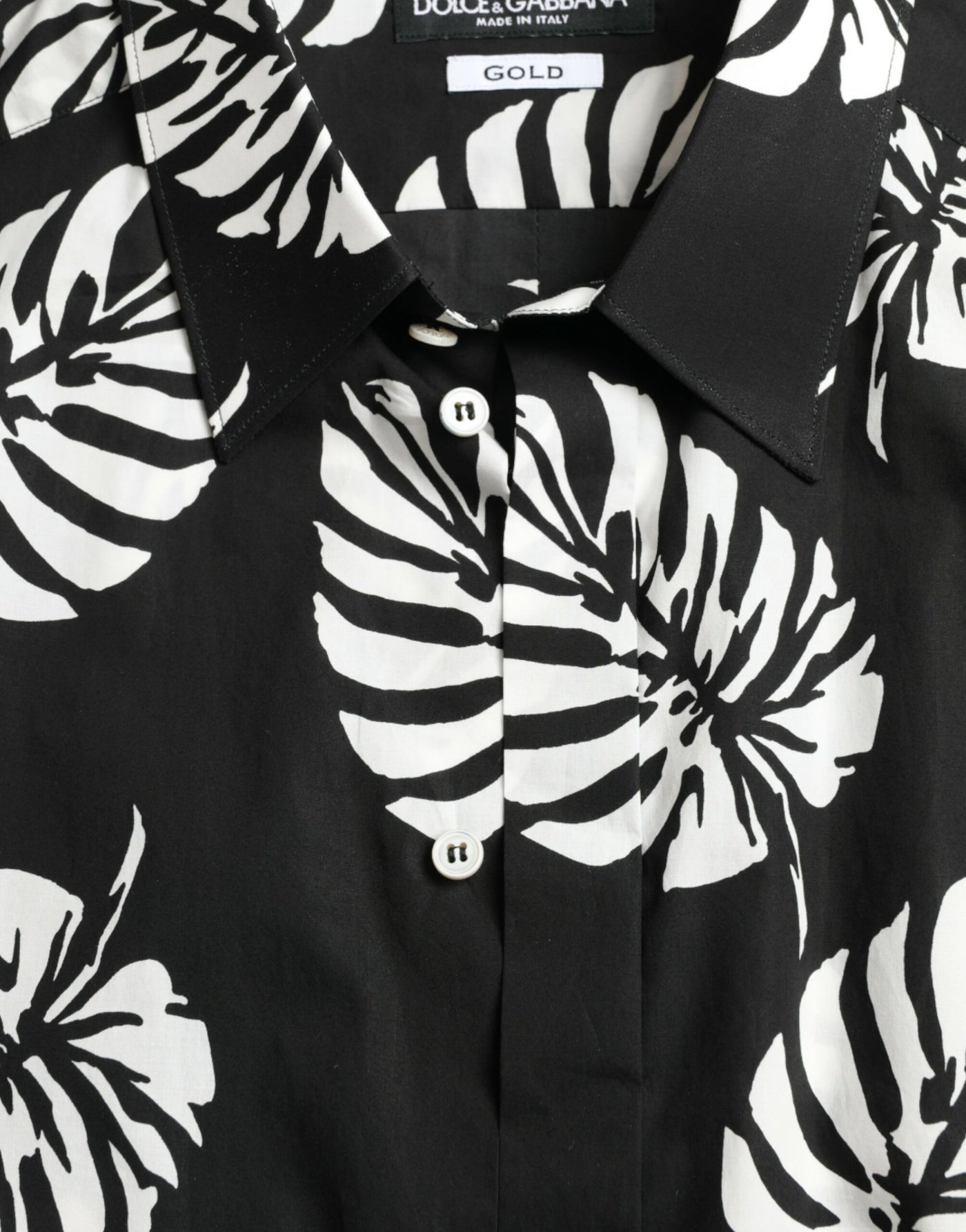 Chemise habillée en coton noir Dolce &amp; Gabbana pour homme, coupe formelle, couleur or