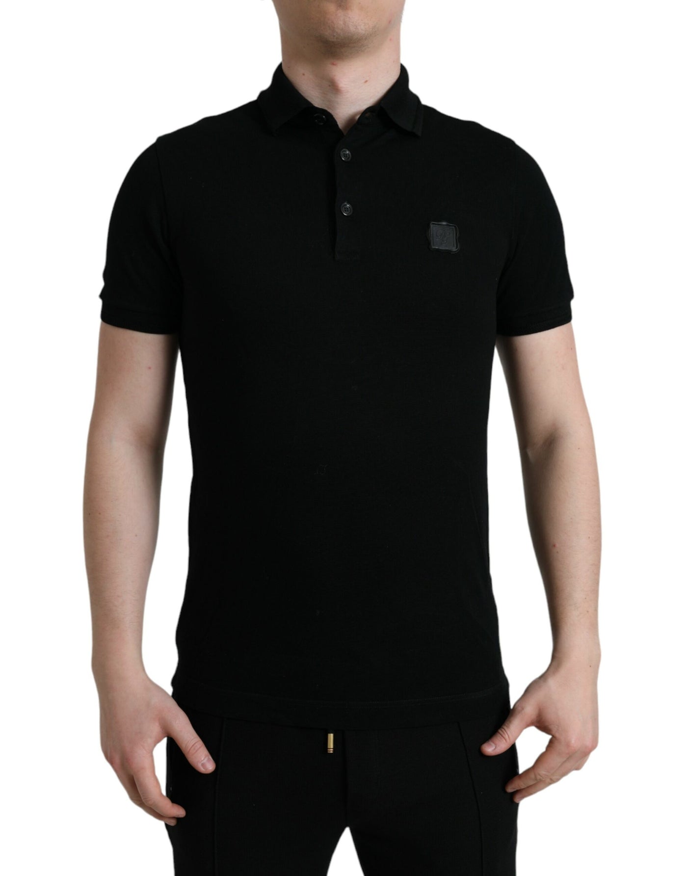 Dolce &amp; Gabbana Zwart Logo Kraag T-shirt met Korte Mouwen