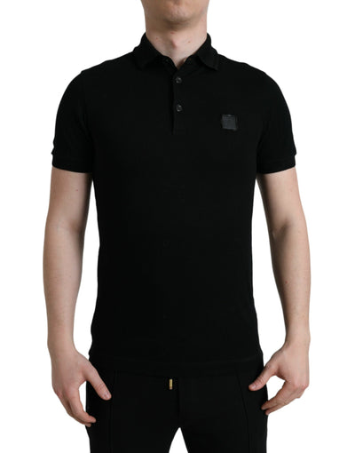 Dolce &amp; Gabbana Zwart Logo Kraag T-shirt met Korte Mouwen
