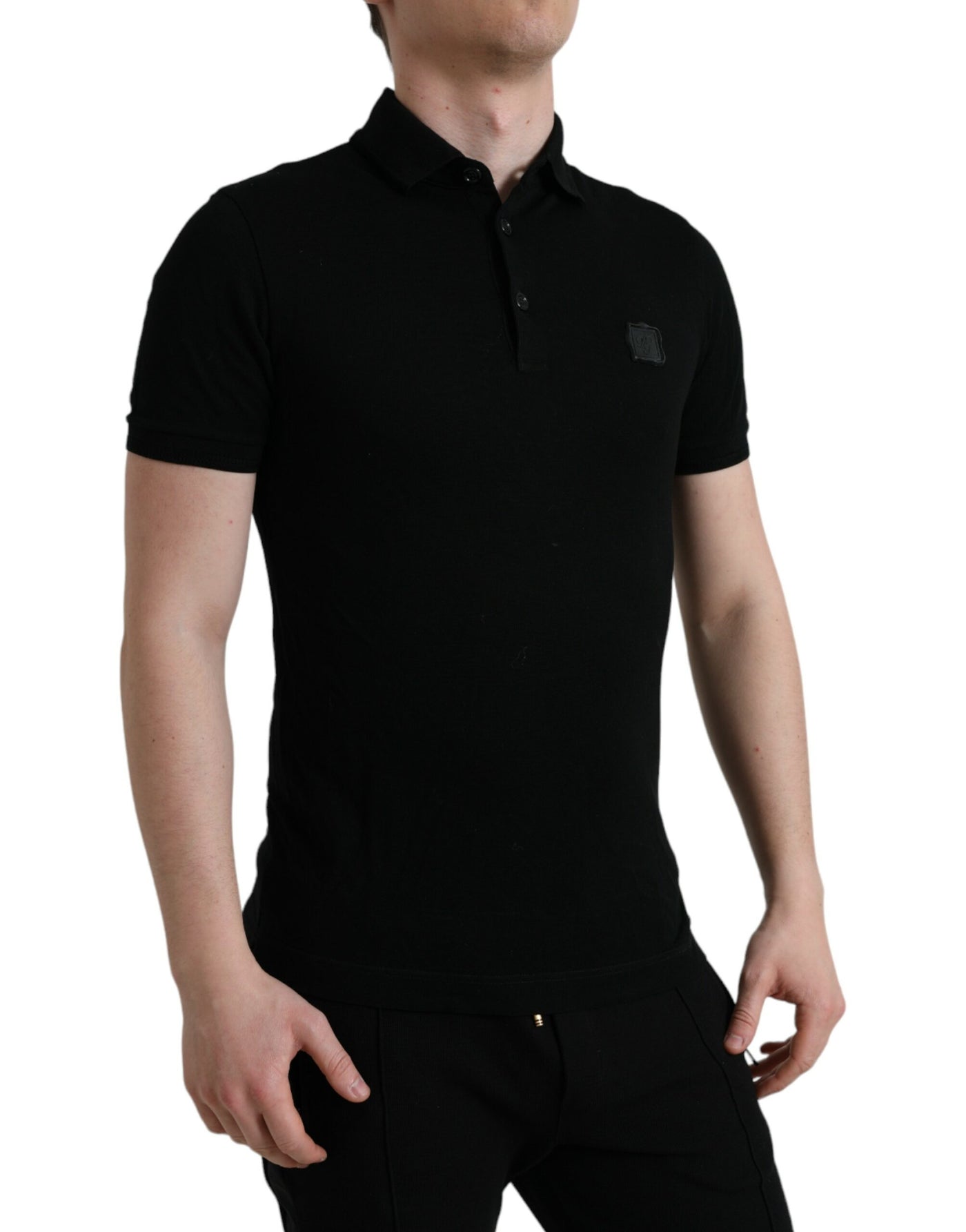 Dolce &amp; Gabbana Zwart Logo Kraag T-shirt met Korte Mouwen