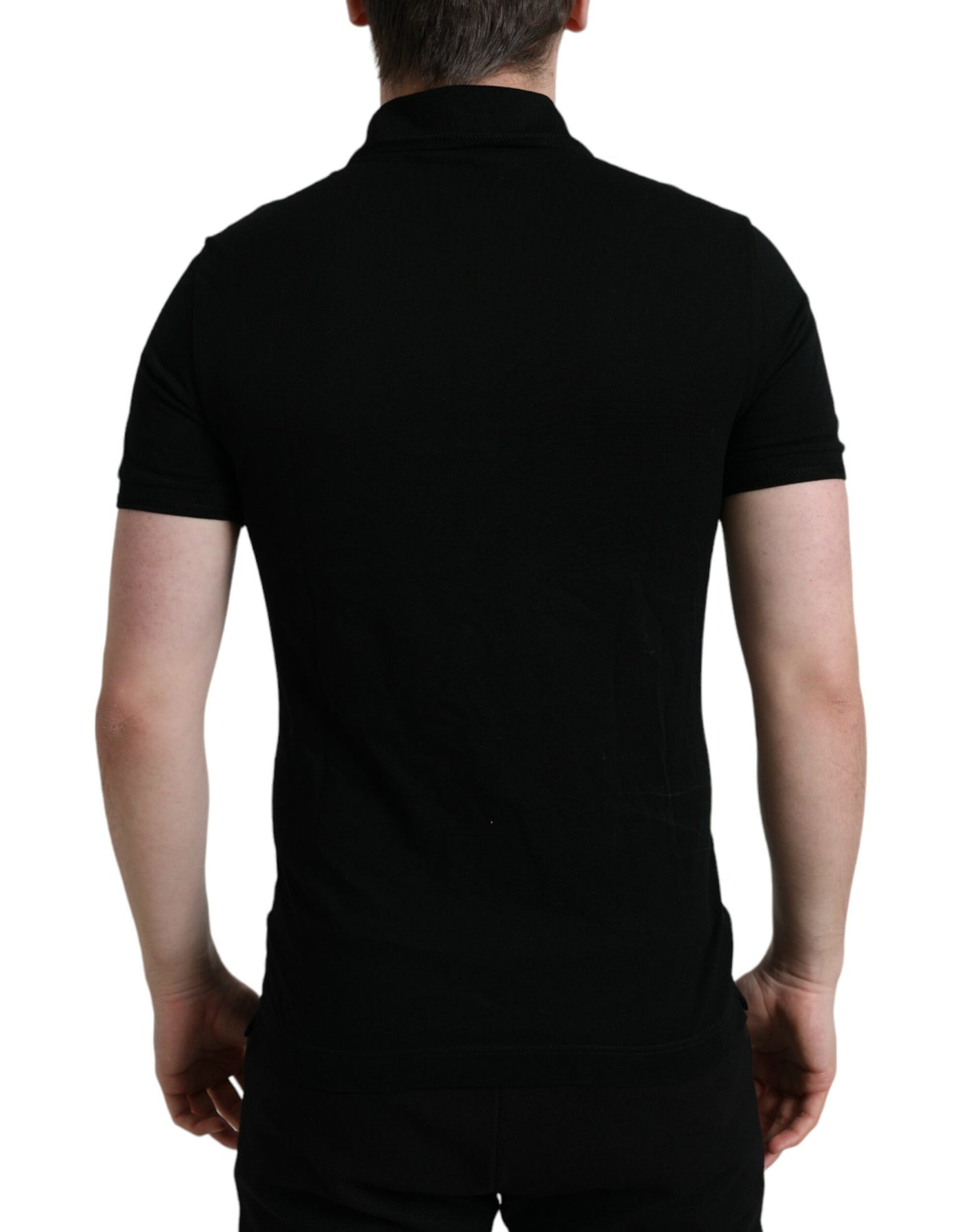 Dolce &amp; Gabbana Zwart Logo Kraag T-shirt met Korte Mouwen