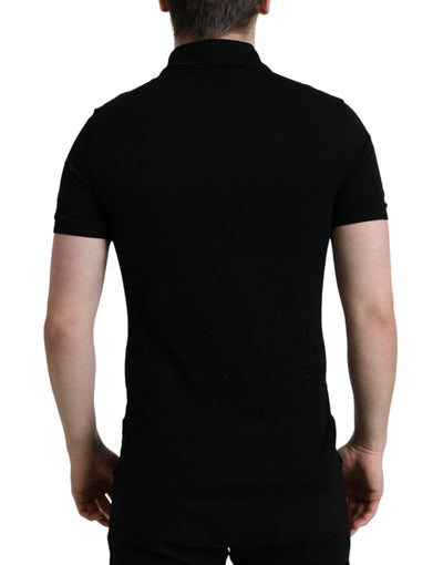 Dolce &amp; Gabbana Zwart Logo Kraag T-shirt met Korte Mouwen