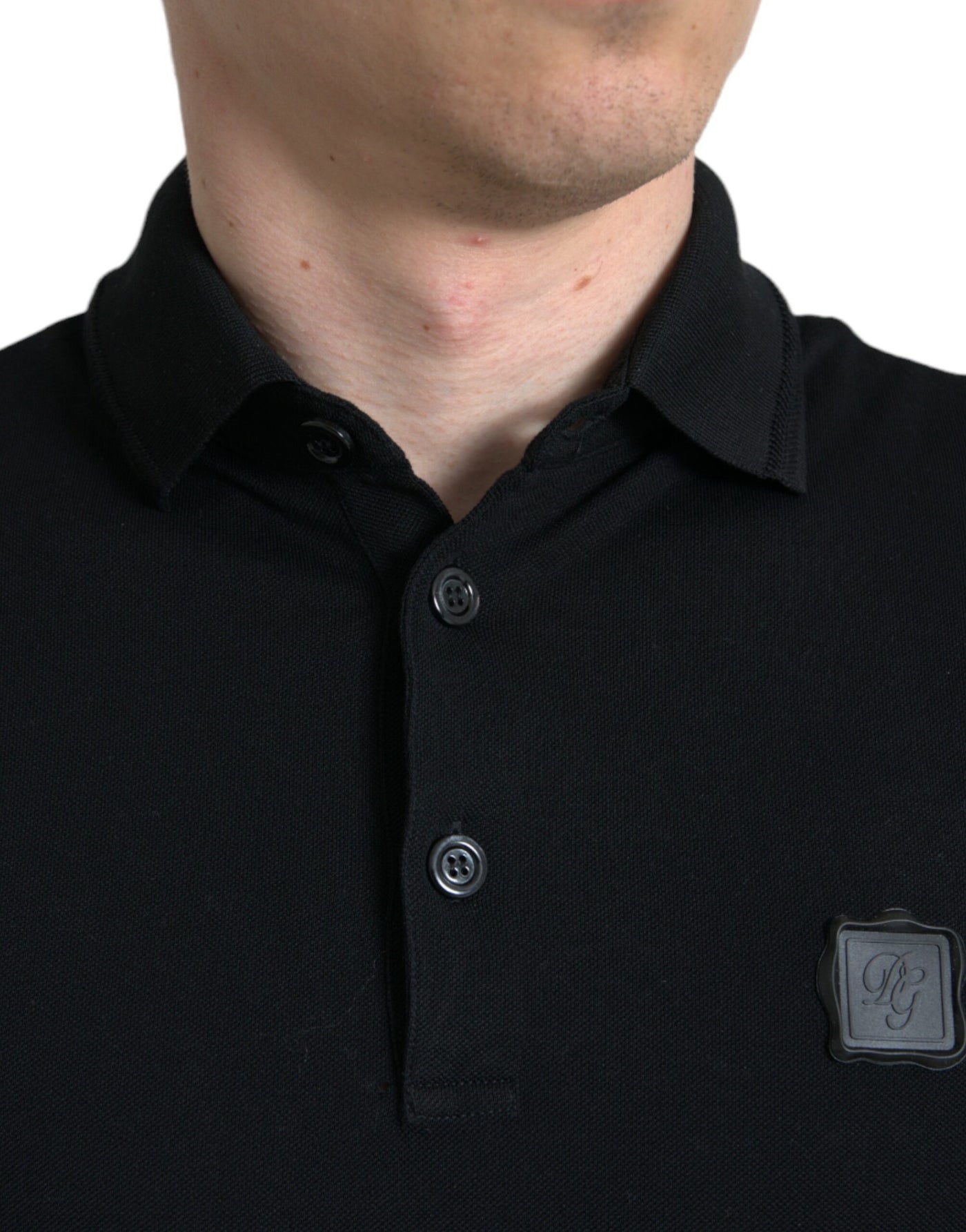 Dolce &amp; Gabbana Zwart Logo Kraag T-shirt met Korte Mouwen