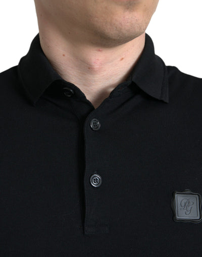 Dolce &amp; Gabbana Zwart Logo Kraag T-shirt met Korte Mouwen