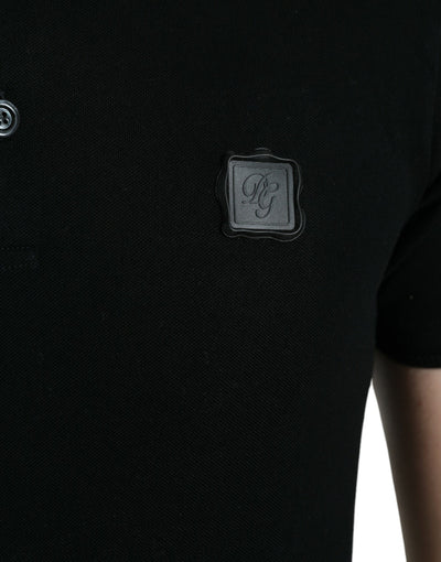 Dolce &amp; Gabbana Zwart Logo Kraag T-shirt met Korte Mouwen