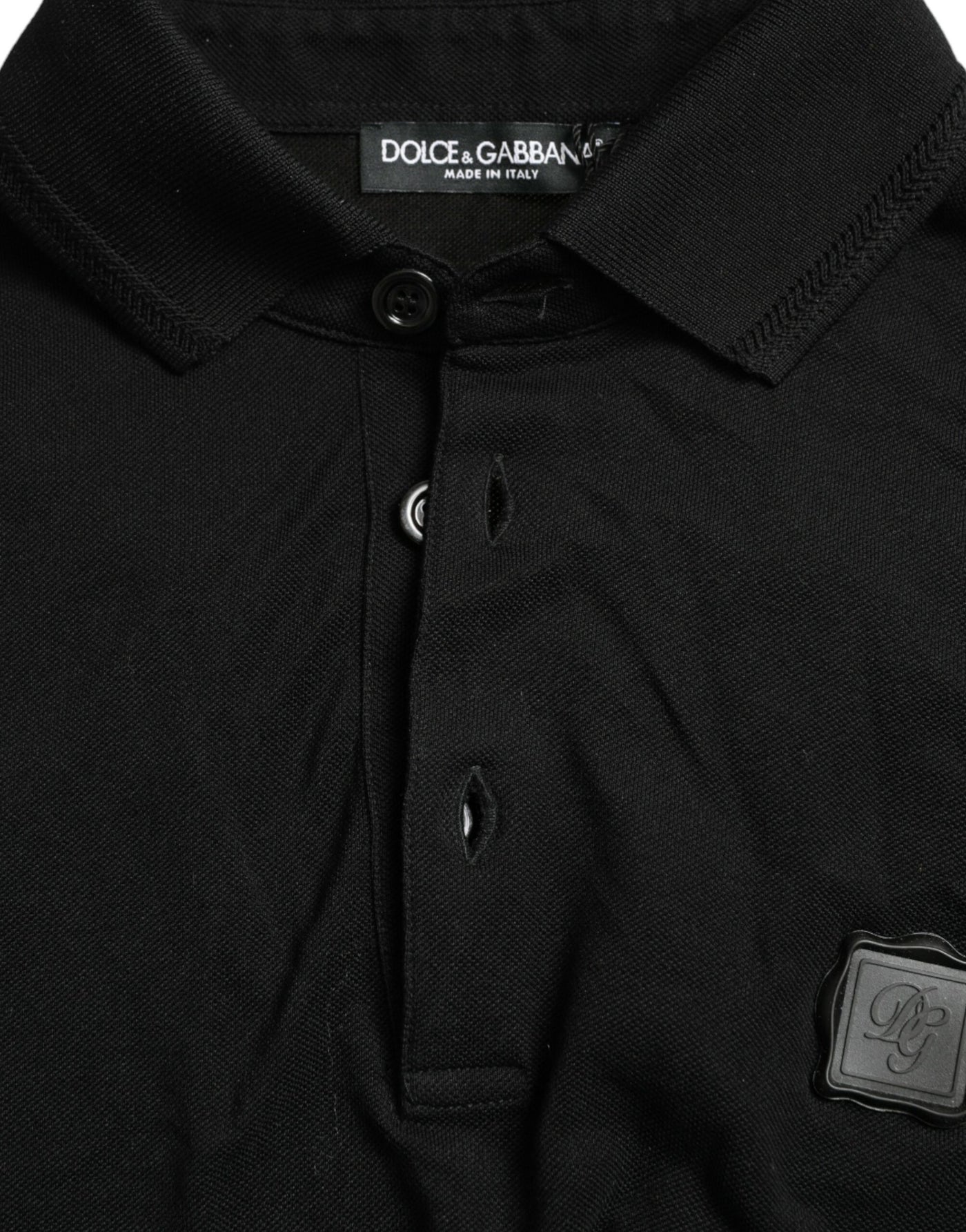 Dolce &amp; Gabbana Zwart Logo Kraag T-shirt met Korte Mouwen