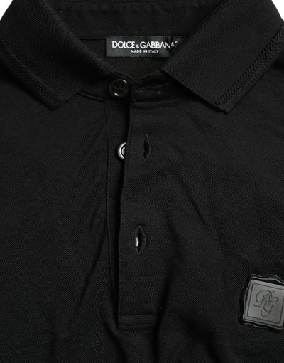 Dolce &amp; Gabbana Zwart Logo Kraag T-shirt met Korte Mouwen