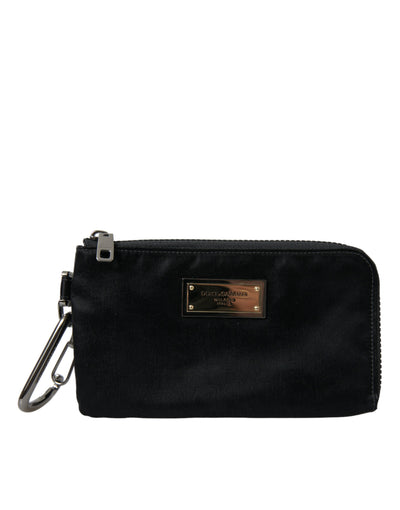 Pochette porte-clés Dolce &amp; Gabbana en nylon noir avec logo