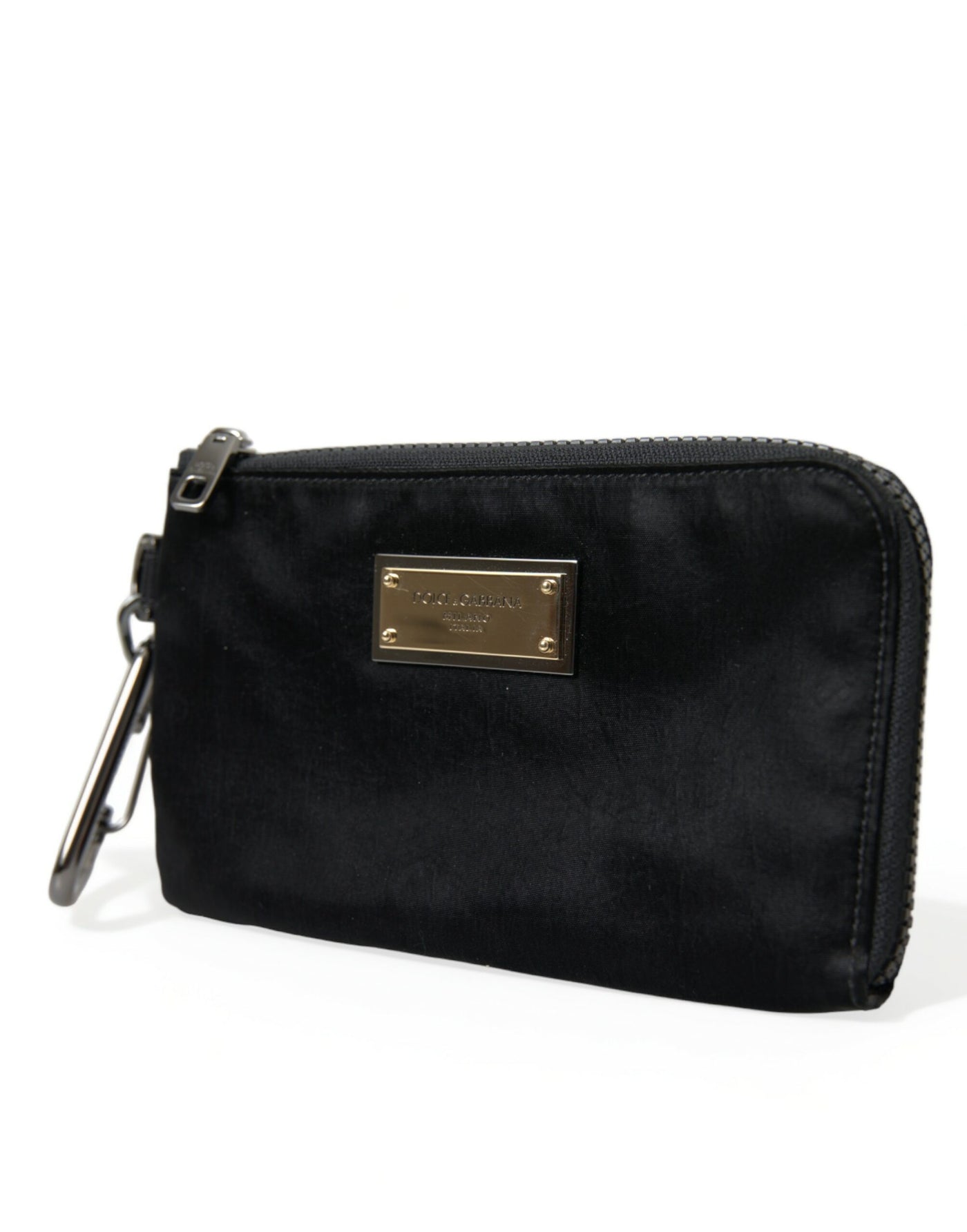 Pochette porte-clés Dolce &amp; Gabbana en nylon noir avec logo