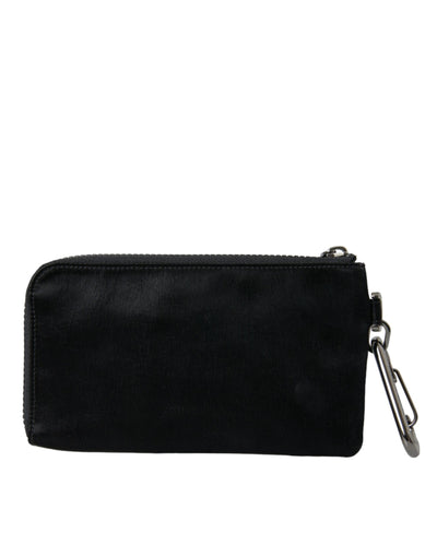 Pochette porte-clés Dolce &amp; Gabbana en nylon noir avec logo
