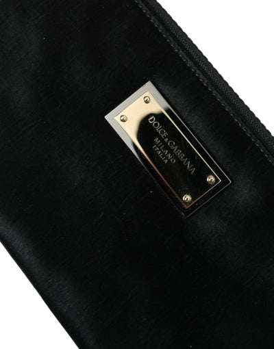 Pochette porte-clés Dolce &amp; Gabbana en nylon noir avec logo