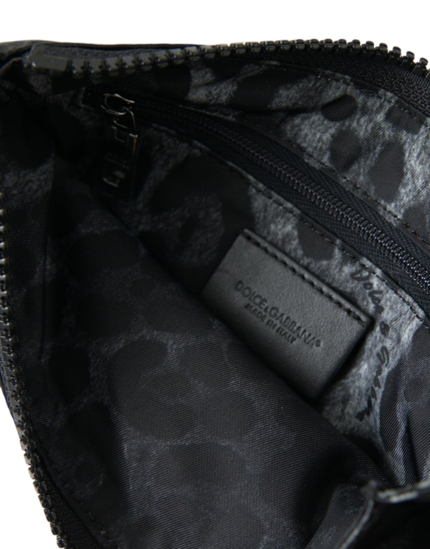 Pochette porte-clés Dolce &amp; Gabbana en nylon noir avec logo