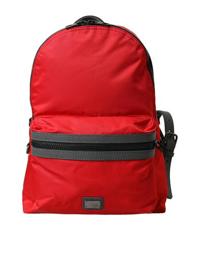 Sac à dos d'école Dolce &amp; Gabbana en cuir et nylon rouge avec logo DG