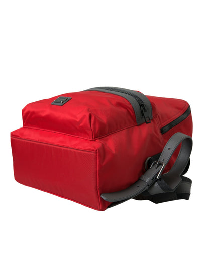 Sac à dos d'école Dolce &amp; Gabbana en cuir et nylon rouge avec logo DG
