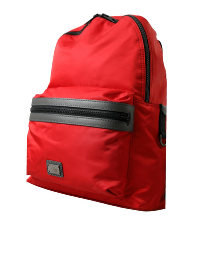 Sac à dos d'école Dolce &amp; Gabbana en cuir et nylon rouge avec logo DG