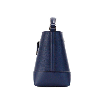 Michael Kors Mercer Kleine Marineblauwe Gekorrelde Leren Bucket Crossbody Tas