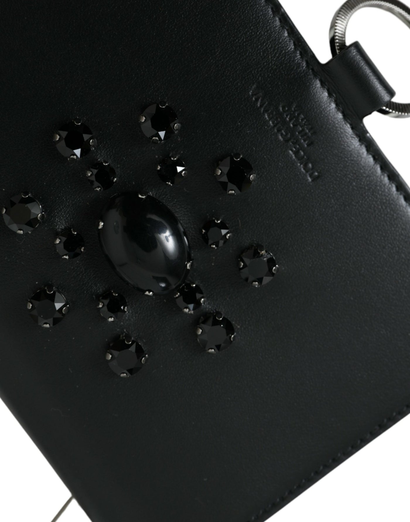 Dolce &amp; Gabbana zwart-wit leren kaarthouder portemonnee met kristallen