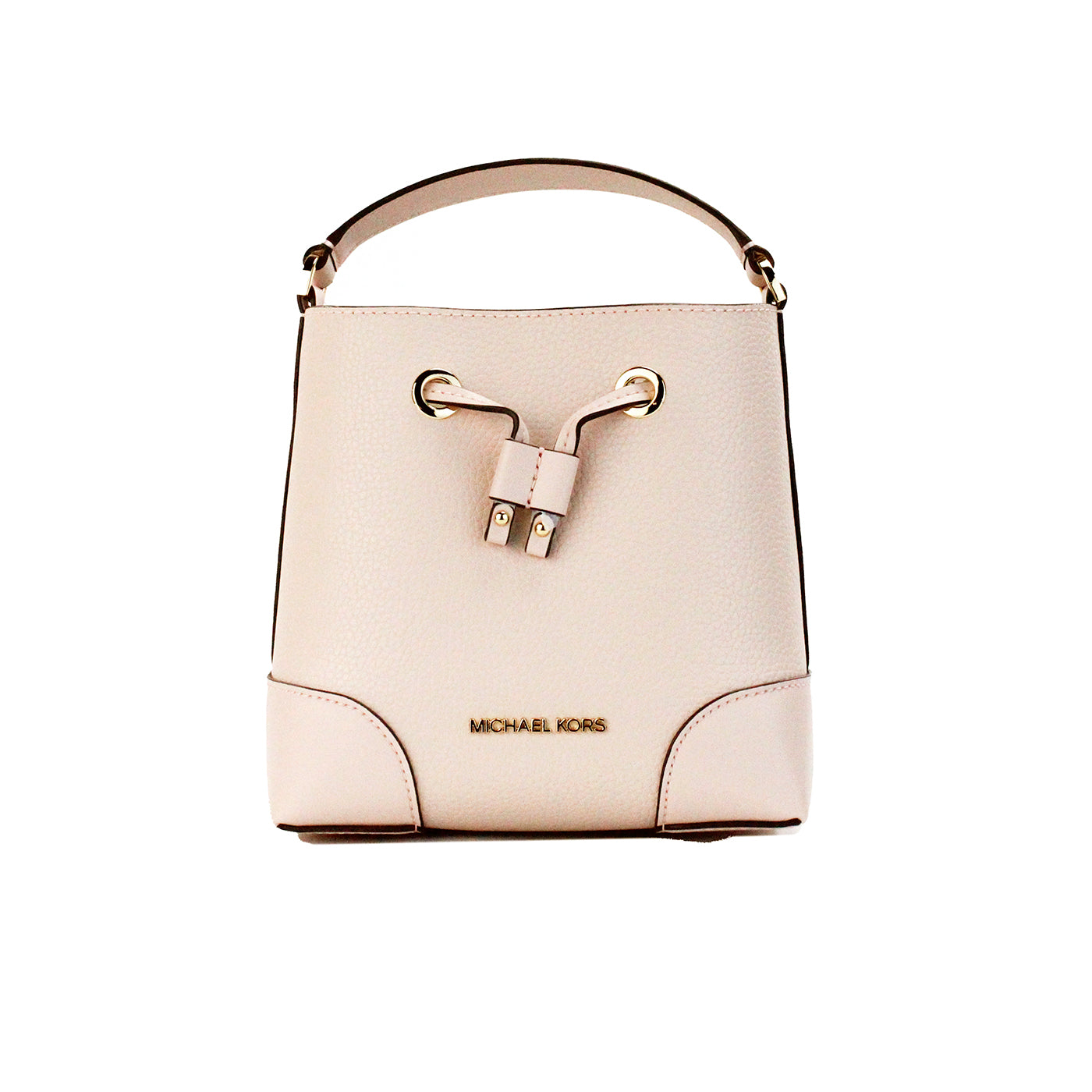 Michael Kors Mercer Kleine Poederroze Pebble Leren Bucket Crossbody Tas