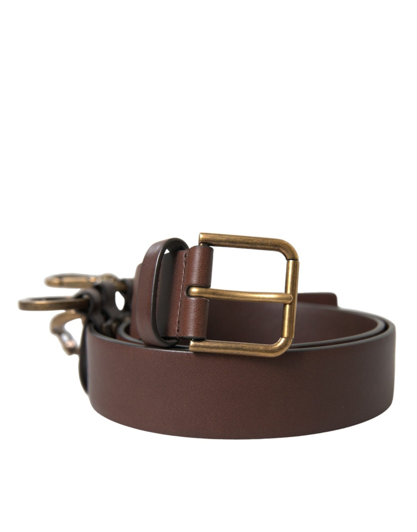 Ceinture Dolce &amp; Gabbana en cuir de veau marron avec boucle en métal doré