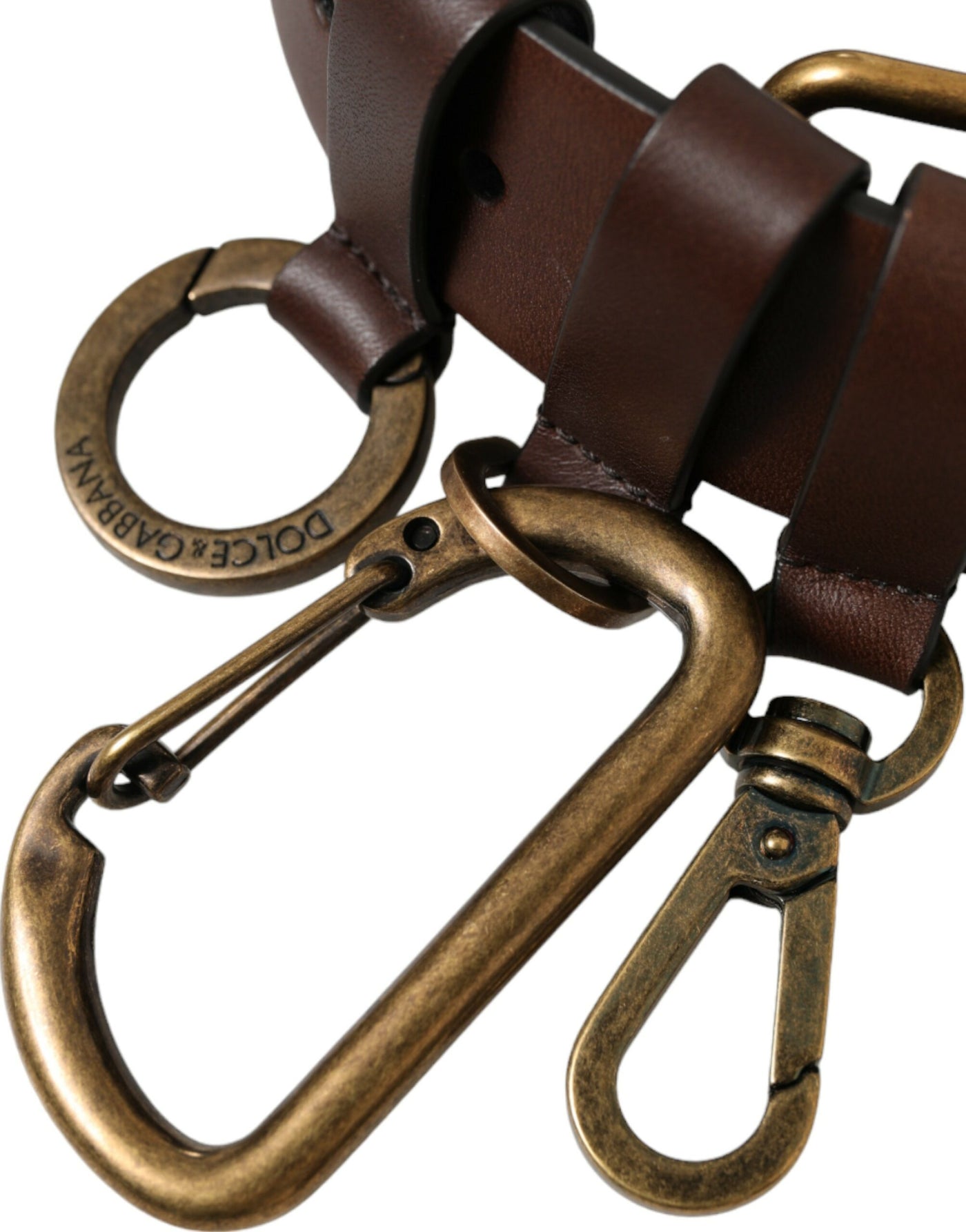 Ceinture Dolce &amp; Gabbana en cuir de veau marron avec boucle en métal doré