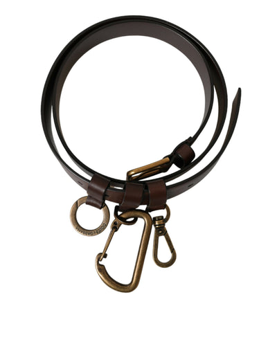 Ceinture Dolce &amp; Gabbana en cuir de veau marron avec boucle en métal doré