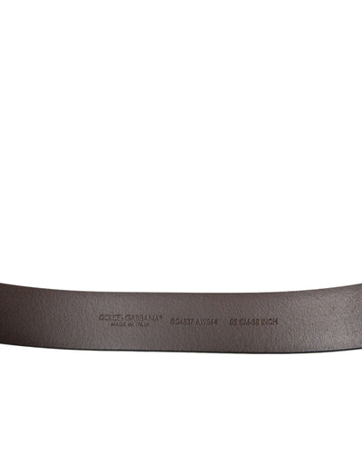 Ceinture Dolce &amp; Gabbana en cuir de veau marron avec boucle en métal doré