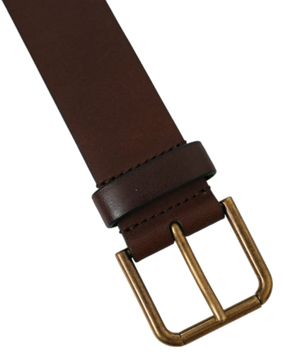 Ceinture Dolce &amp; Gabbana en cuir de veau marron avec boucle en métal doré