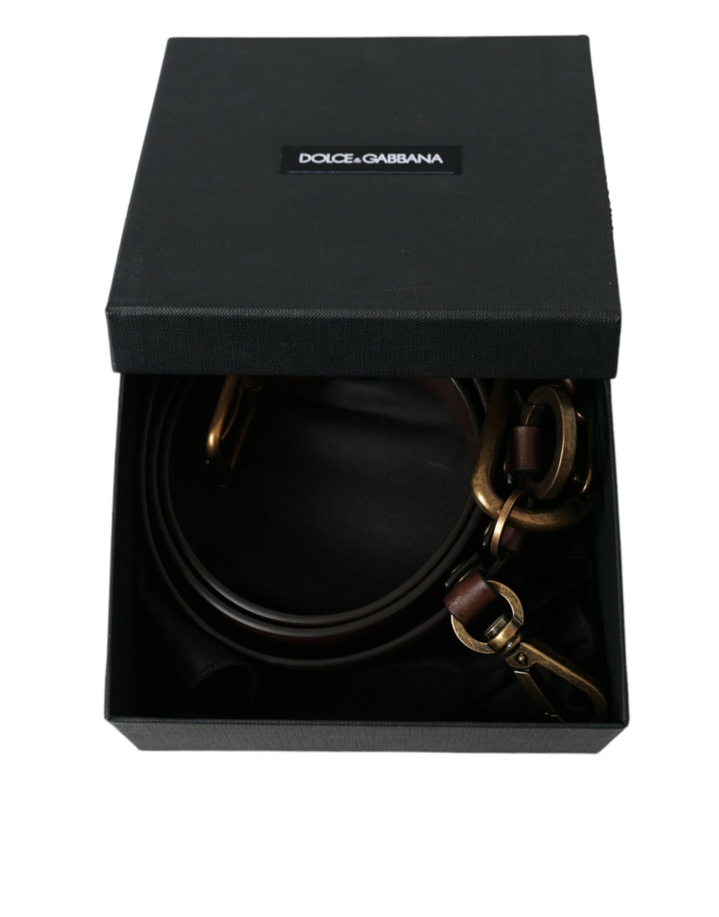 Ceinture Dolce &amp; Gabbana en cuir de veau marron avec boucle en métal doré