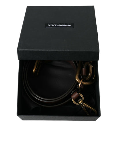 Ceinture Dolce &amp; Gabbana en cuir de veau marron avec boucle en métal doré