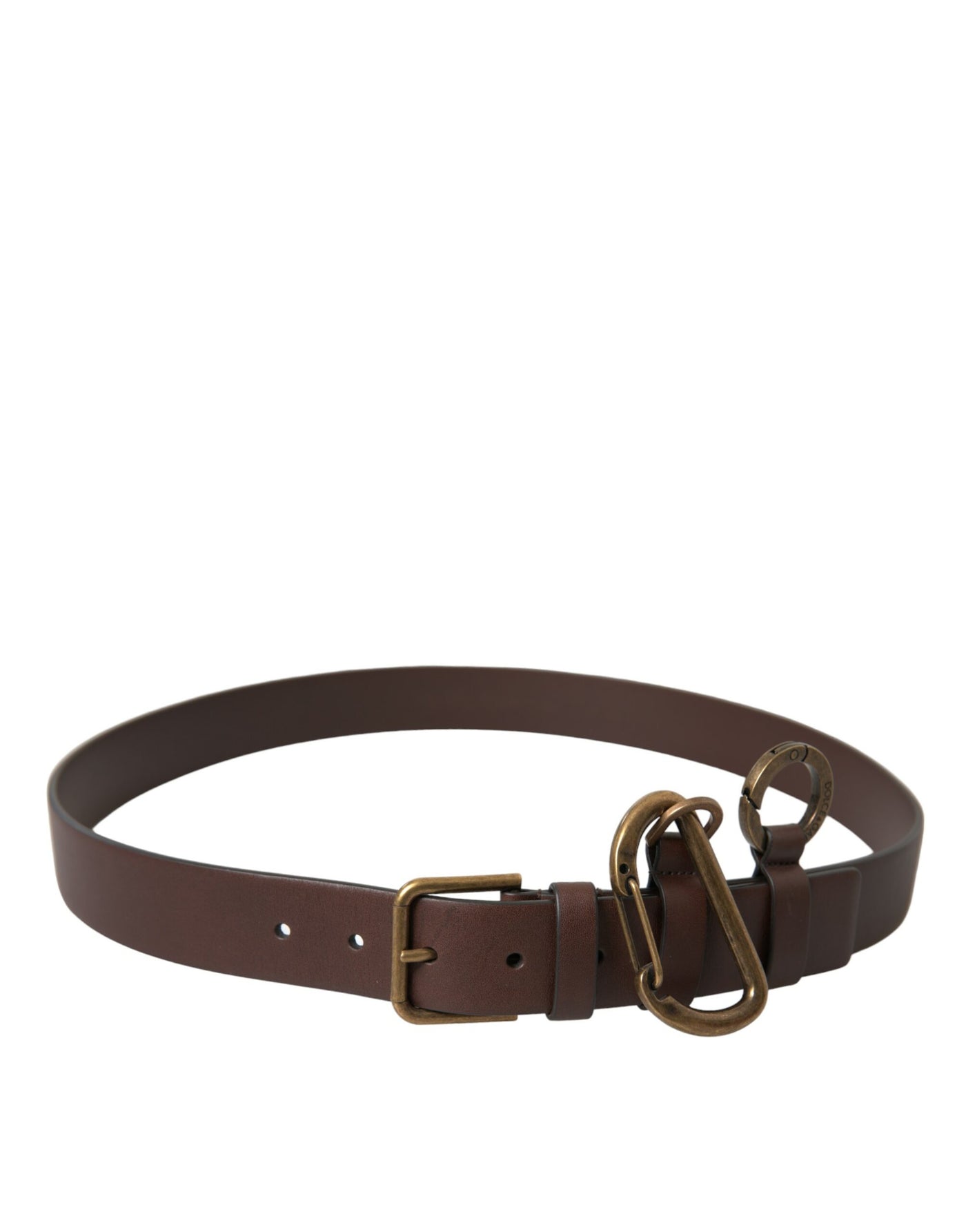 Ceinture Dolce &amp; Gabbana en cuir de veau marron avec boucle en métal doré